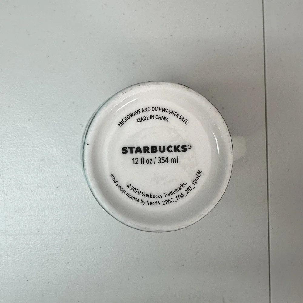 Starbucks 2020 Dark Green Siren Logo Tropical Flowers Coffee Mug Tea Cup 12oz